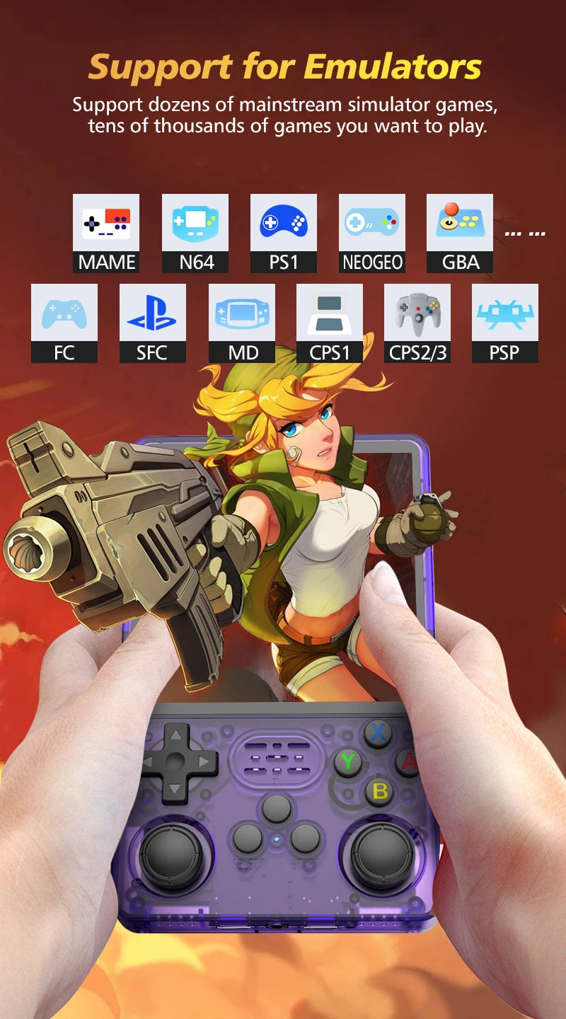 R36S Retro Portable Gaming Console 3.5-inch IPS display Built-in storage 20,000-game library Arkos Linux system Portable handhel